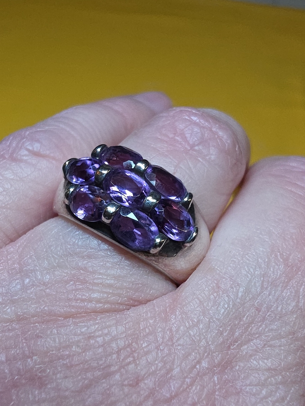Vintage CI Caspian Amethyst Cluster 925 Silver Dome Ring 6.62g Size 7.75
